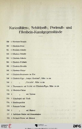 Kuriositäten-, Schildpatt-,Perlmutt- und Elfenbein-Kunstgegenstände (Nr. 759-828)