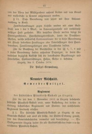 Neunter Abschnitt. Gewerbe-Polizei