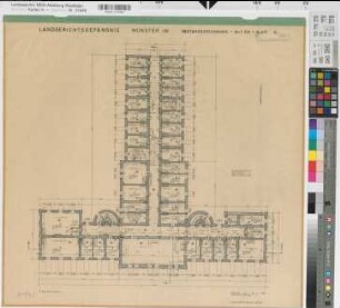 Münster (Münster) Landgerichtsgefängnis Blatt 2 Grundriß 2. Obergeschoß 1956 1 : 100 61 x 64 Zeichnung Staatshochbauamt Münster