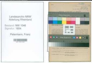 Entnazifizierung Franz Petermann , geb. 01.08.1884 (Zahnarzt)