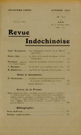 Octobre 1912. No. 10 et 166