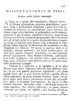 Dissertationis VI. Pars I. Graeca verba Latinis intermista.