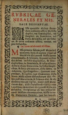 Ordo Missas celebrandi iuxta missale Romanum : ex decreto Concilii Trident. et Pii V. Pont. Max. editum ; in quo illud curatum est, ut quid in solenni, quid in privata missa observandum sit distincte traderetur ...