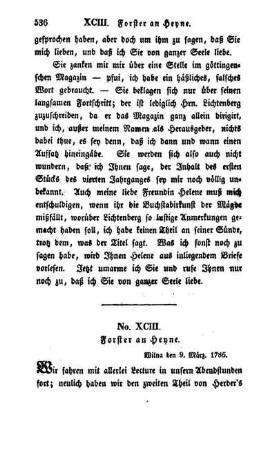 No. XCIII. Forster an Heyne