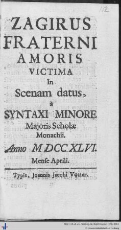 Zagirus Fraterni Amoris Victima