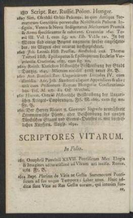 Scriptores Vitarum. In Folio