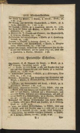 XVIII. Periodische Schriften