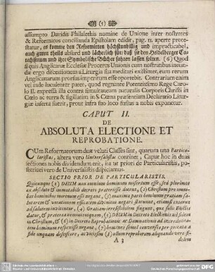 Caput II. De Absoluta Electione Et Reprobatione