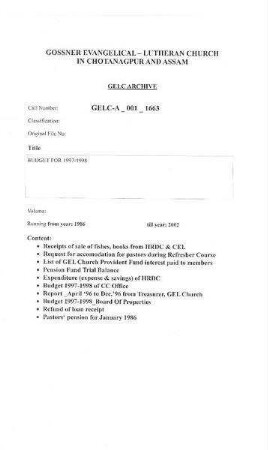 BUDGET FOR 1997-1998