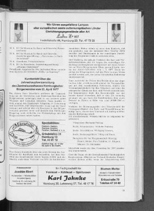 Kurzbericht über die Jahreshauptversammlung des Zentralausschusses Hamburgischer Bürgervereine vom 25. April 1977