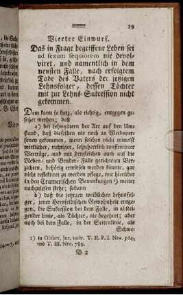 Vierter Einwurf.