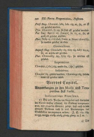 Viertes Capitel. Anmerkungen zu den Modis und Temporibus des Verbi.