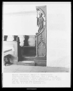 Gestühlswange mit Figur des hl. Antonius des Einsiedlers