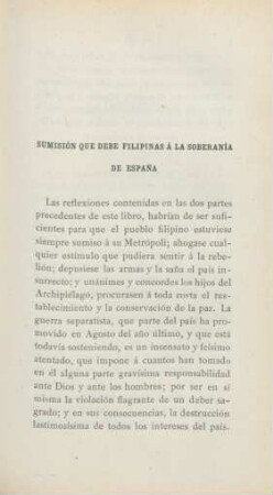 Sumisión que debe Filipinas á la soberanía de Espana