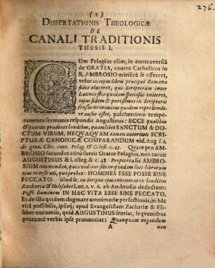 Dissertatio Theologica De Canali Traditionis