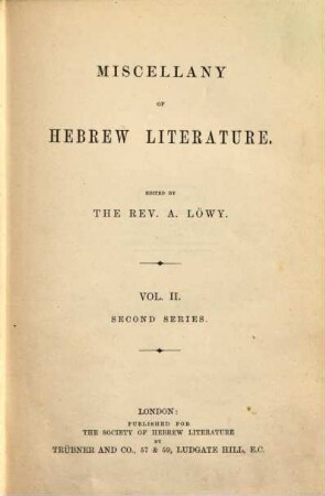 Miscellany of Hebrew Literature. 2