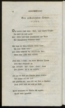 Bey anhaltender Dürre. 1780.