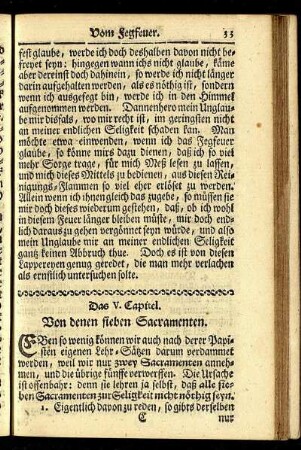 Das V. Capitel. Von denen sieben Sacramenten.