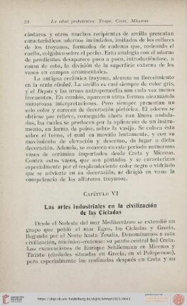Capítulo VI. Las artes industriales en la civilización de las Cícladas