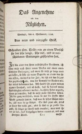 Das neun und vierzigste Stück. Montags, den 6. Christmonat, 1756.