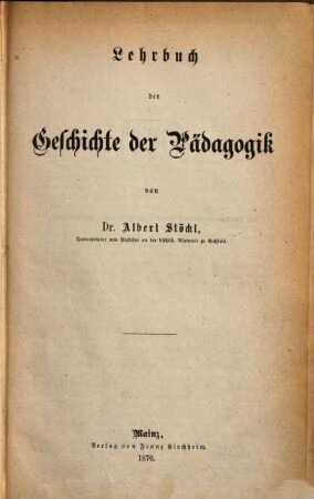 Lehrbuch der Geschichte der Pädagogik