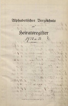 Jahrestabellen 1932 - 1933 Heiraten Gräfrath (aus Heiratsregister 1932 - 1933)