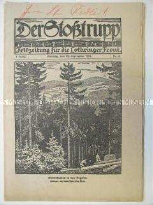 Kriegszeitung der Lothringer Front "Der Stoßtrupp" u.a. zum U-Boot-Krieg gegen England