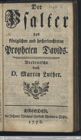 Der Psalter des königlichen und hocherleuchteten Propheten Davids