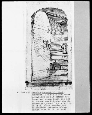 Dresdner Skizzenbuch — Blick in ein Zimmer mit Kanne
