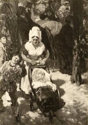 Die Tuilerien : Die Tuilerien. Ölgemälde (1867; A. von Menzel). Detail mit Kinderfrau. Dresden: Galerie Neue Meister 2442A