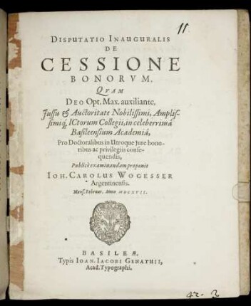 Disputatio Inauguralis De Cessione Bonorum