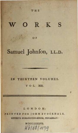 The Works Of Samuel Johnson, LL. D. : Together With His Life, And Notes On His Life Of The Poets, 13. Debates In Parliament ; 2