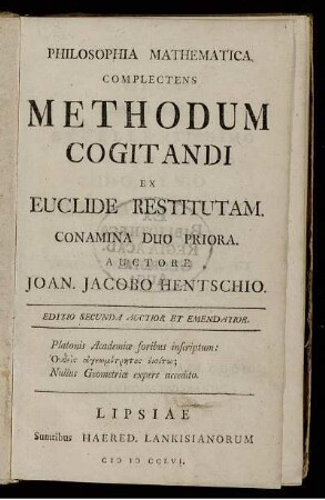 1: Philosophia Mathematica .... Conamina Duo Priora