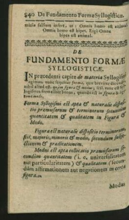 De Fundamento Formae Syllogisticae.