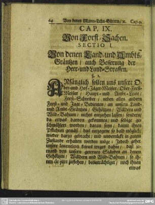 Cap. IX. Von Forst-Sachen