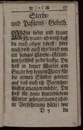 Sterbe- und Paßions- Gebeth.