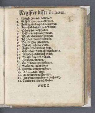 Register diser Balletten