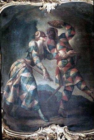 Harlekin und Colombine tanzend