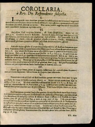 Corollaria, a Rev. Dn. Respondente subiecta.