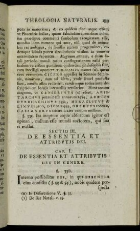 Sectio III. De Essentia Et Attributis Dei
