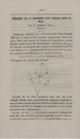 Théoreme sur le mouvement d´un triangle dans un plan.
