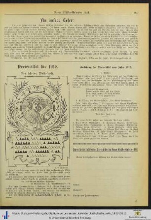 Preisrätsel für 1913.