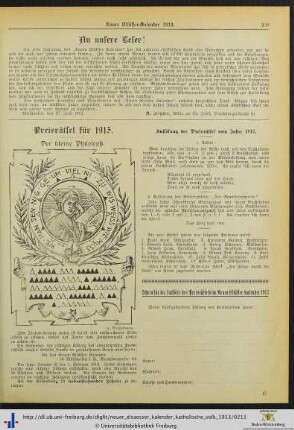 Preisrätsel für 1913.