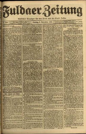 Ausgabe vom Montag, den 08. November 1920.