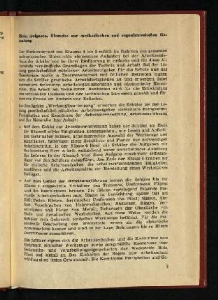 Ziele, Aufgaben, Hinweise zur methodischen und organisatorischen Gestaltung