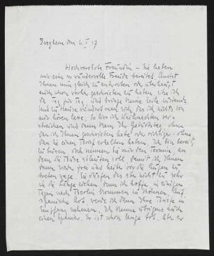 Brief von Arnulf Ansorge an Margarete Hauptmann