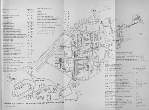 Lageplan der Universität des Saarlandes und der Staatlichen Sportschule