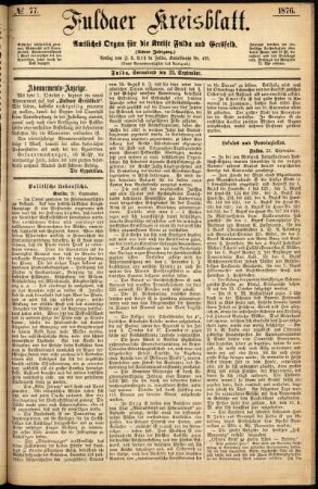 Ausgabe vom Samstag, den 23. September 1876.
