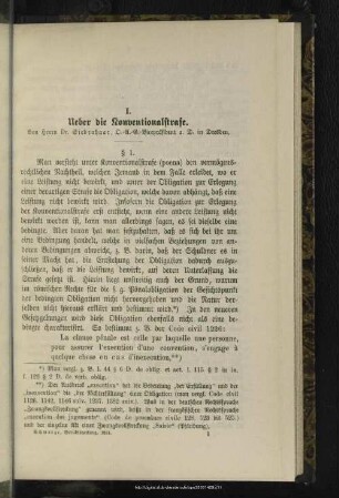 I. Ueber die Konventionalstrafe