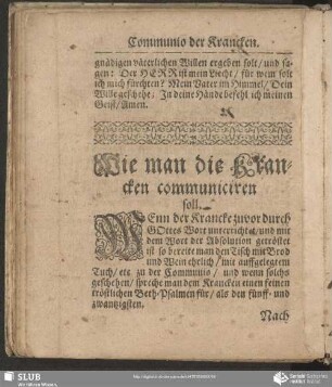 Wie man die Krancken communiciren soll